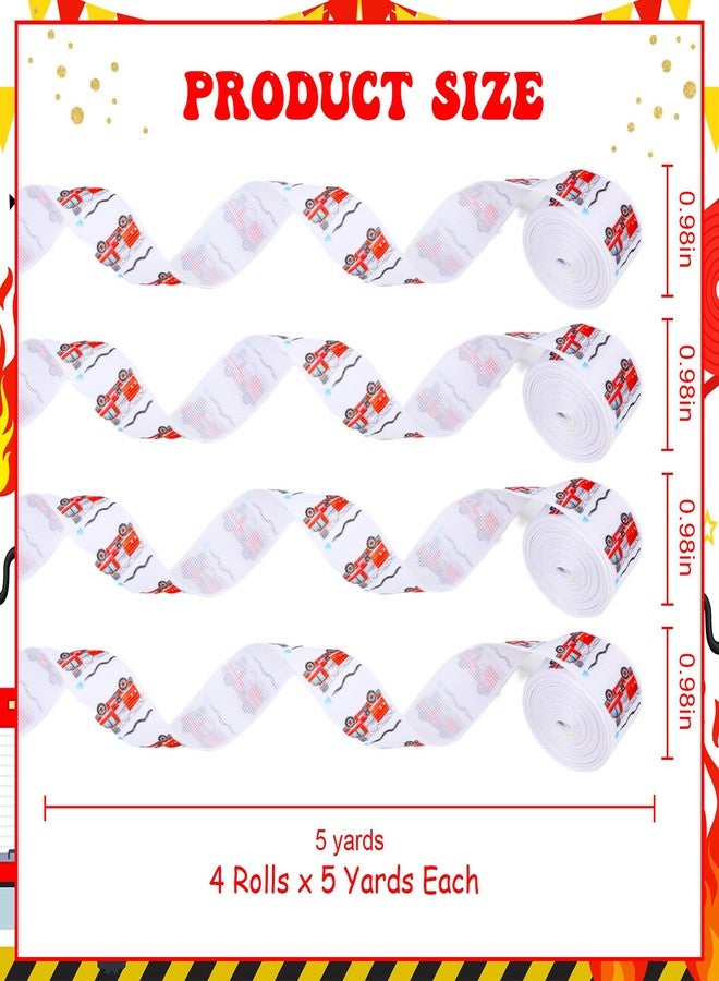 Cheerupp 4 Rolls Firefighter Theme Ribbons, 20 Yards Craft Ribbons for Wreath Hair Bow Wrapping Gifts Packing, Firetruck Polyester Grosgrain Ribbons Bday Wedding Gender Reveal Party Accessory Decor - Image 5